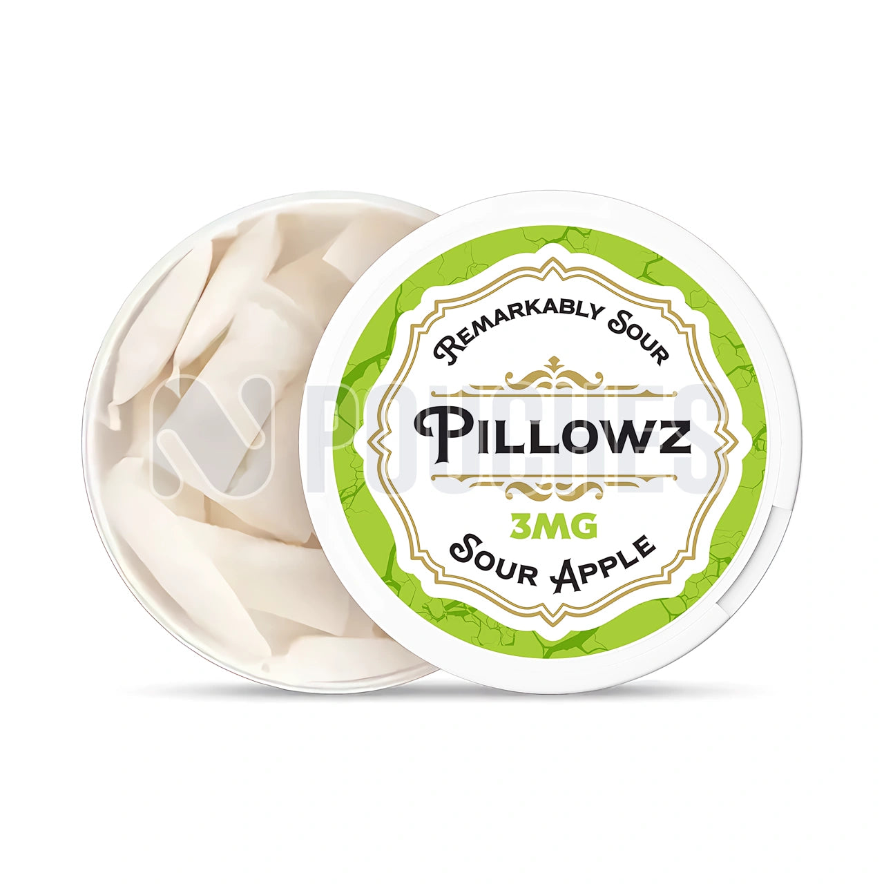 Open Box Sour Apple Pillowz Nicotine Pouches 3mg