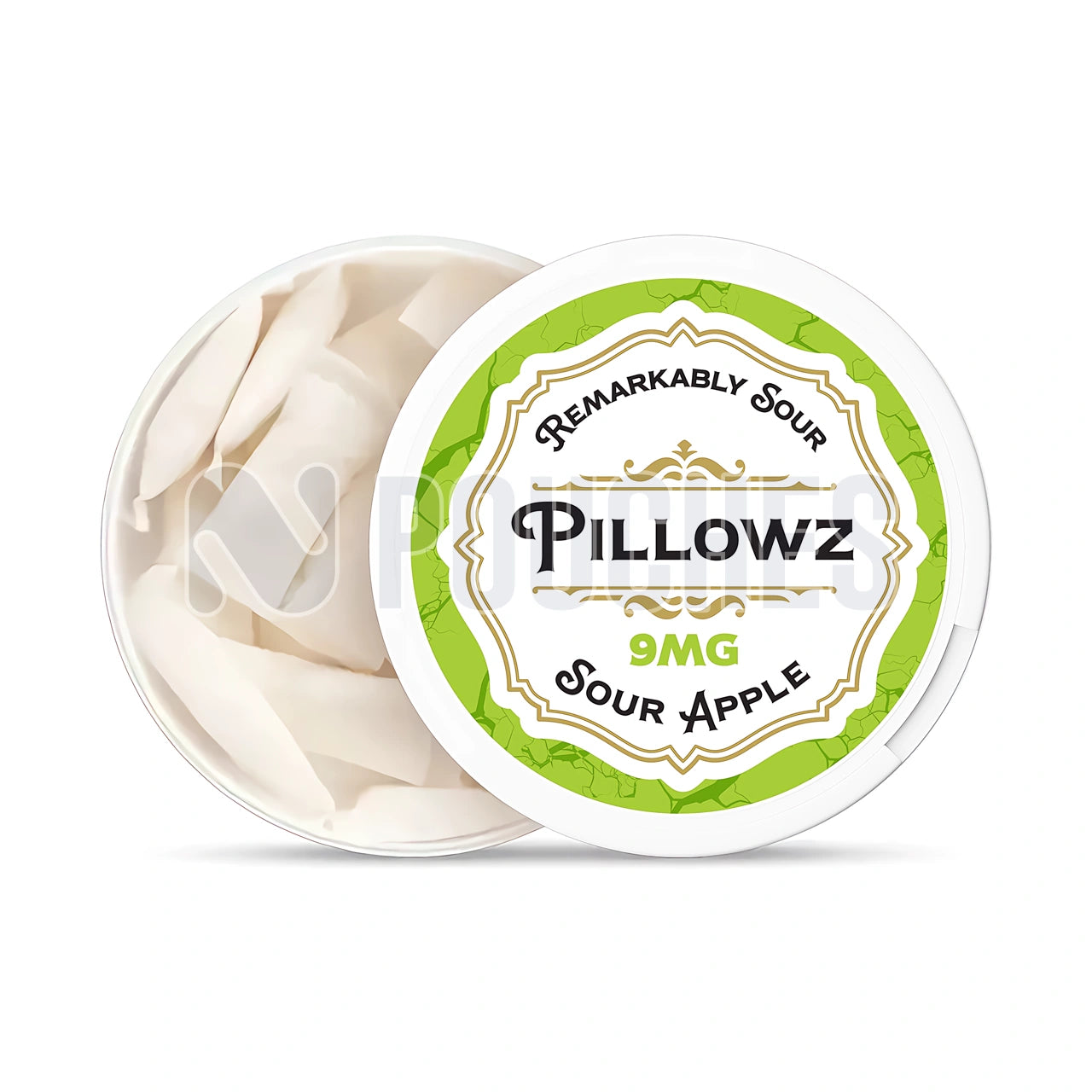 Open Box Sour Apple Pillowz Nicotine Pouches 9mg