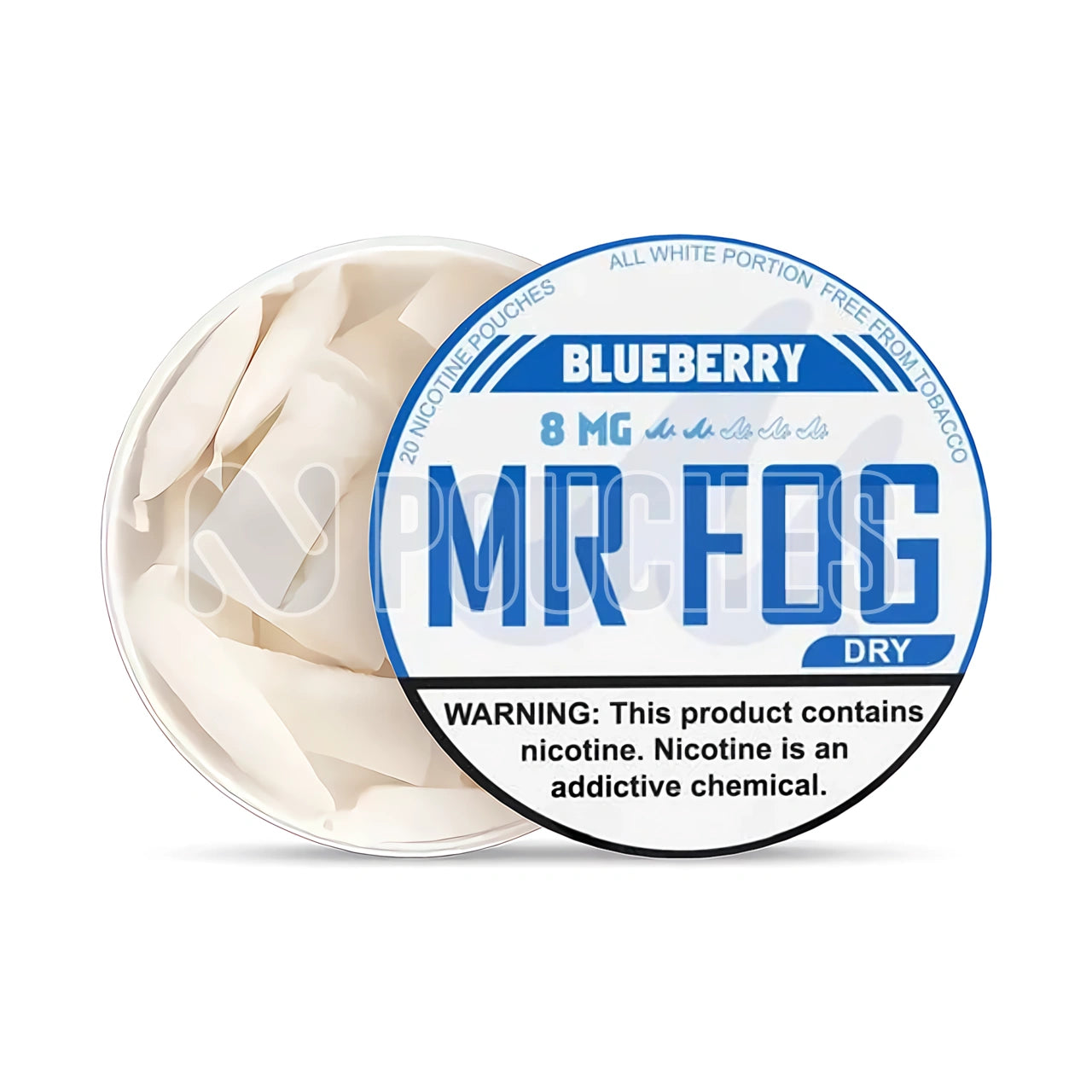 Open Box Blueberry Mr Fog Nicotine Pouches 8mg Dry