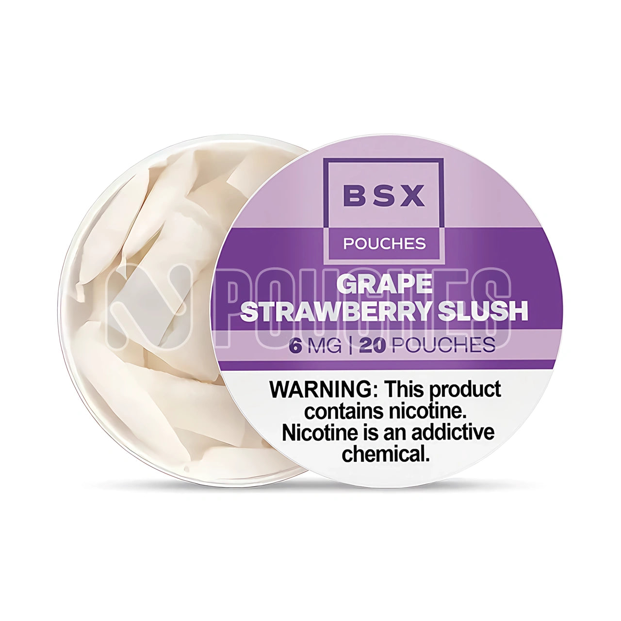 Open Box Grape Strawberry Slush BSX Nicotine Pouches 6mg
