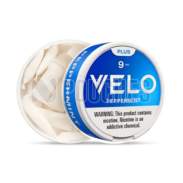 Open Box Peppermint VELO Plus Nicotine Pouches 9mg