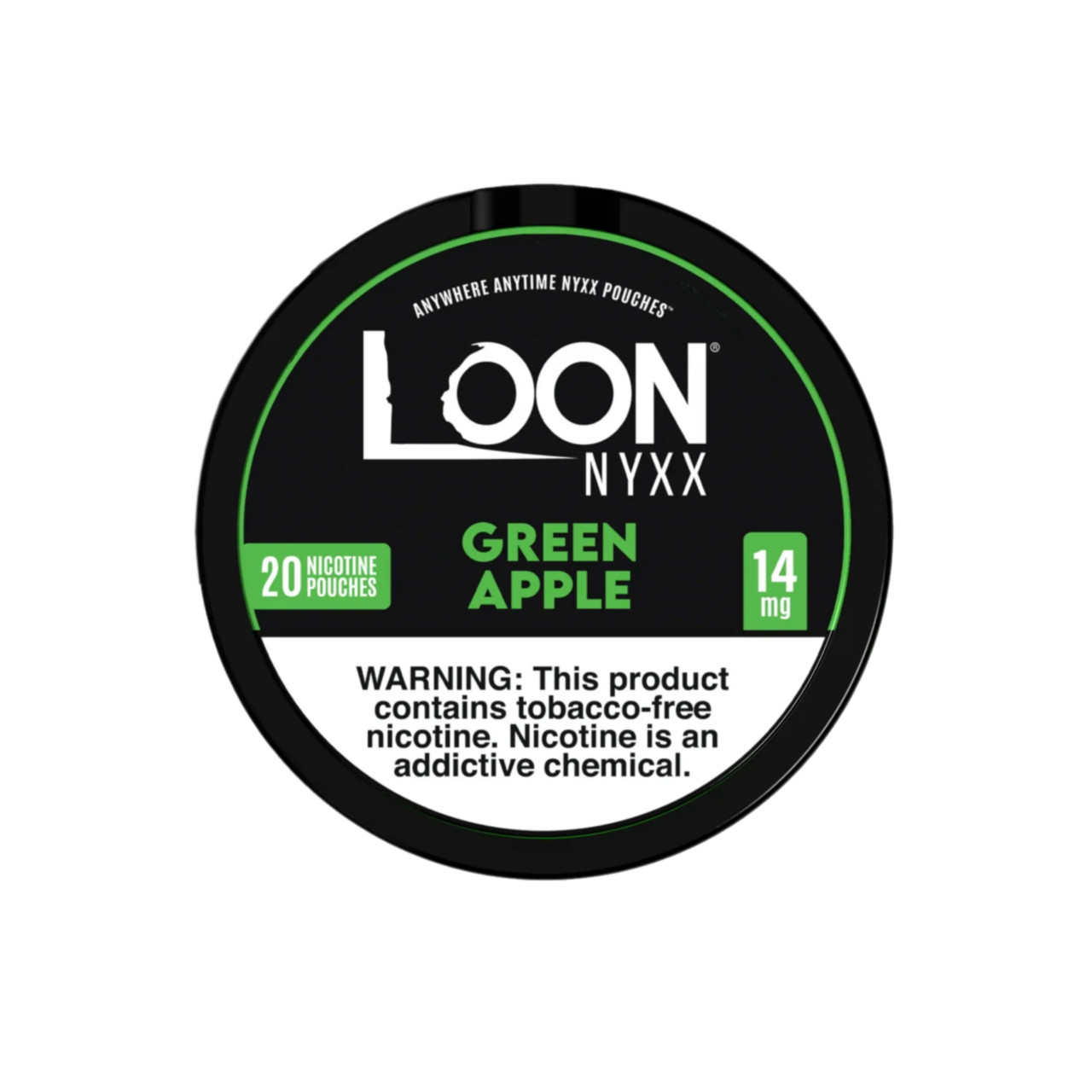 GAP-14-Top-3000x3000-1.png Green Apple Loon NYXX Nicotine Pouches 14mg