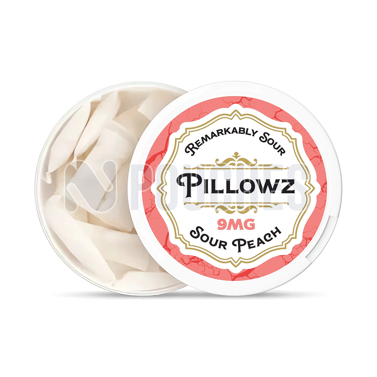 Open Box Sour Peach Pillowz Nicotine Pouches 9mg