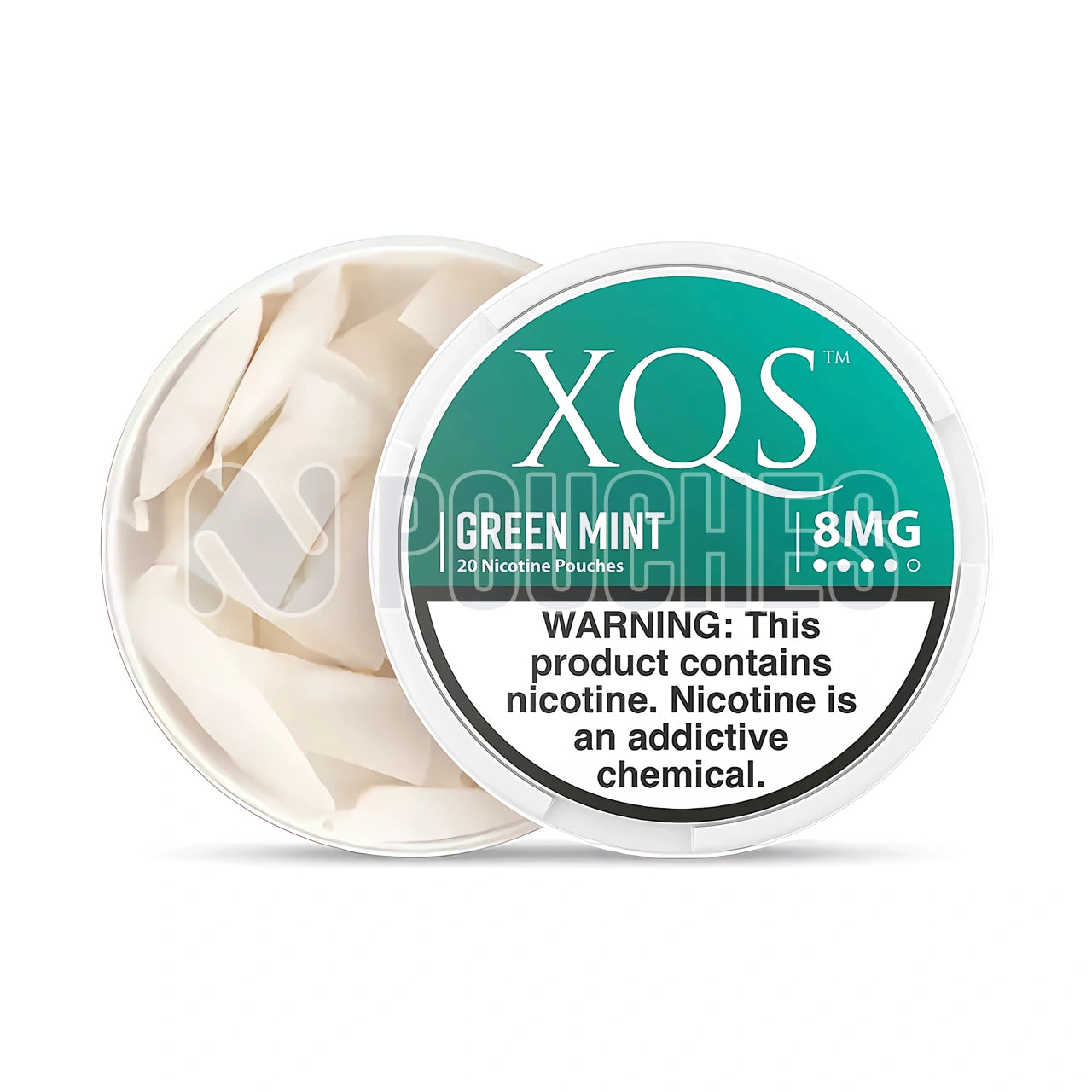 Open Box Green Mint XQS Nicotine Pouches 8mg