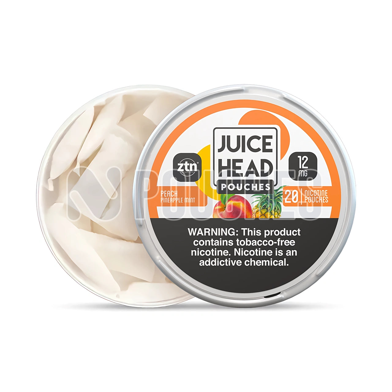 Open Box Peach Pineapple Mint Juice Head Nicotine Pouches 12mg