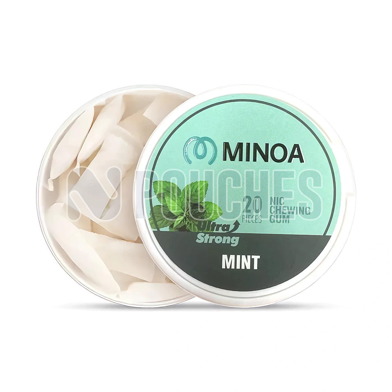 Open Box Mint MINOA Chewing Gum Nicotine Pouches 6mg